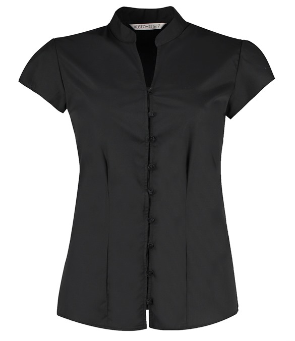 Women&#39;s continental blouse mandarin collar cap sleeve (tailored fit)