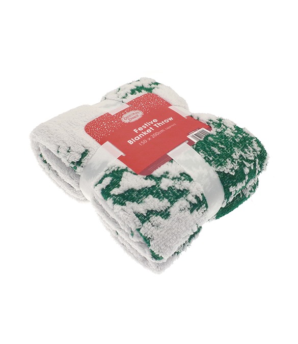 Christmas tree jacquard sherpa throw