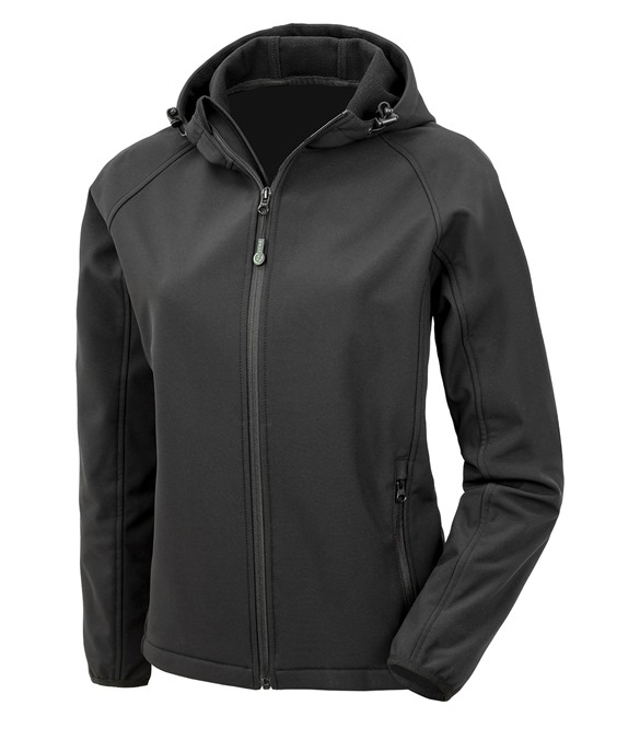 Women?s recycled 3-layer printable hooded softshell