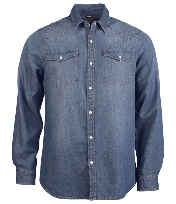 Men&#39;s long-sleeved denim shirt
