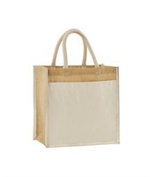Cotton pocket natural starched jute midi tote