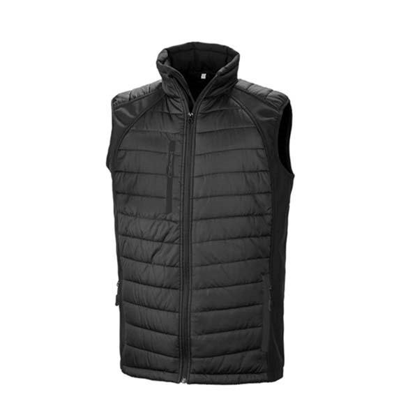 Black compass padded softshell gilet